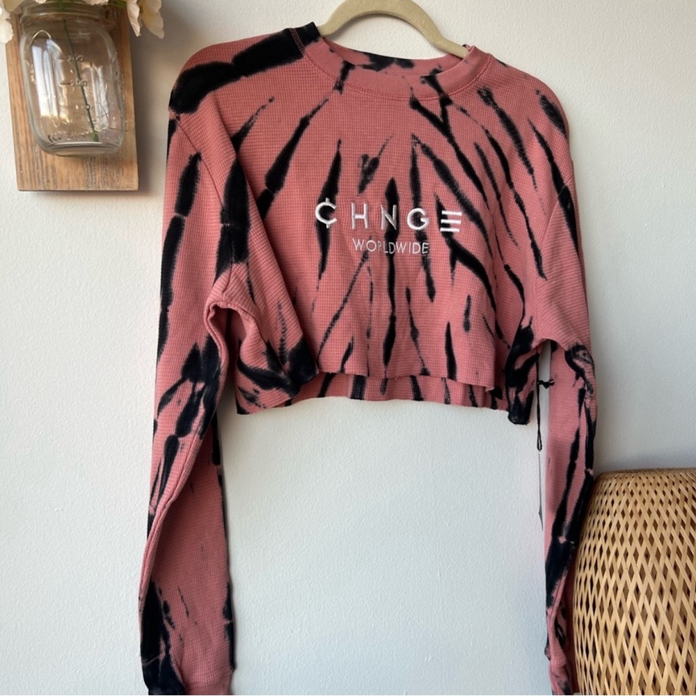 CHNGE Crop Top Pink Tie Dye Print